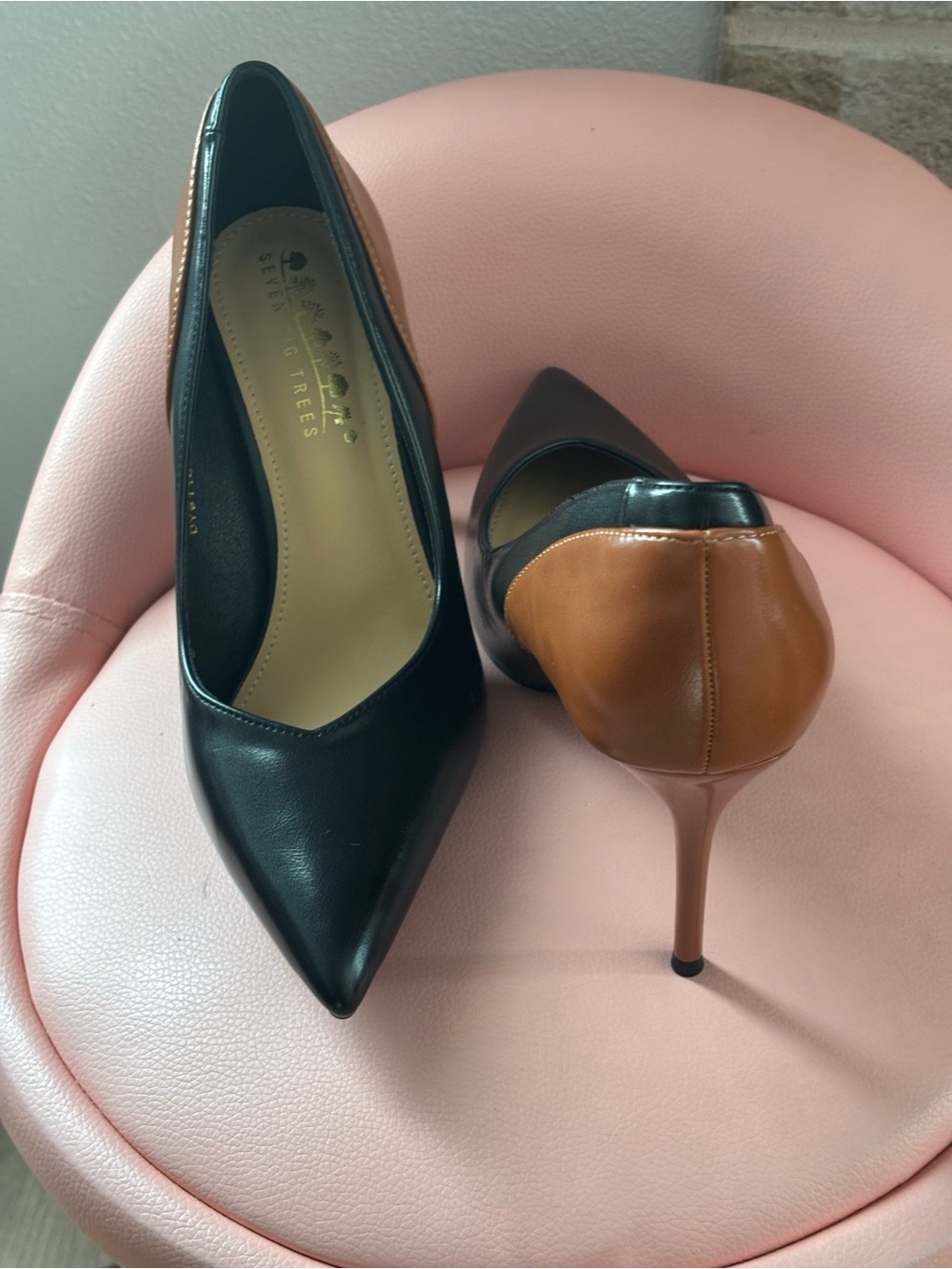 SHEIN Black and Brown Pointed Toe Stiletto Pumps